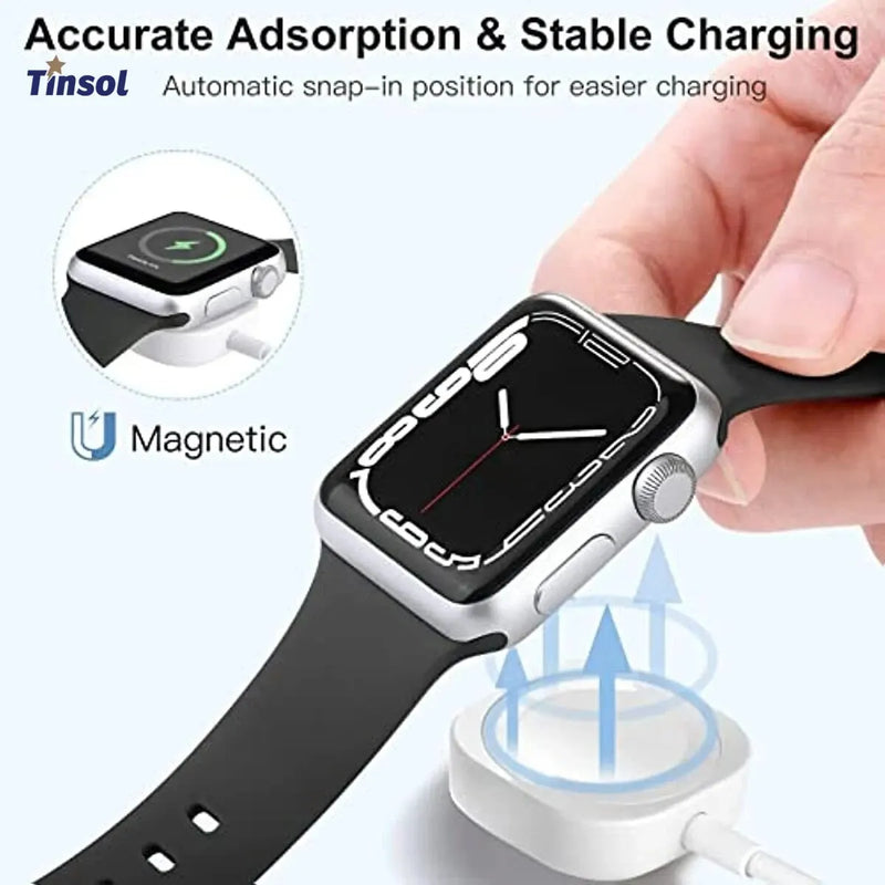 Carregador magnético sem fio usb tipo c para iwatch 9/8/7/6/5/se, estação de carregamento rápido portátil usb c para apple watch series ultra.