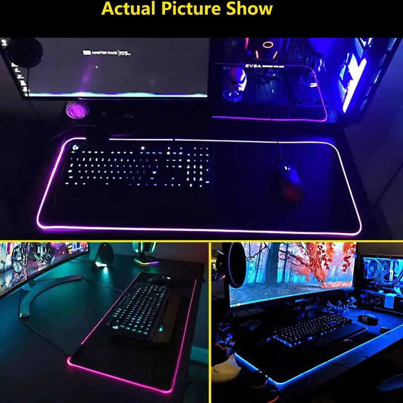 Mousepad rgb antiderrapante gaming para computador , grande/médio/pequeno