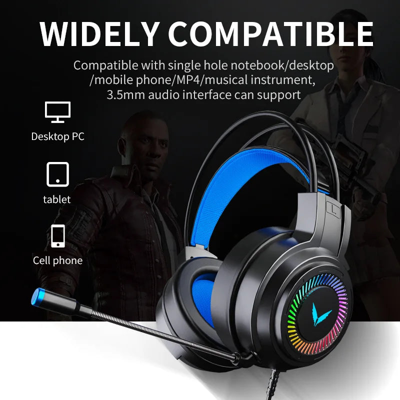 Gaming Headset G58 com fio 7.1 Stereo Channel,  Headset Bass,  Headphone com Microfone para computador.