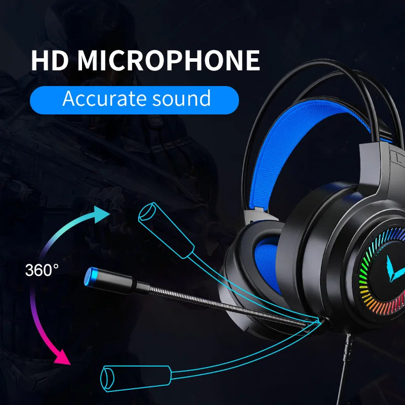 Gaming Headset G58 com fio 7.1 Stereo Channel,  Headset Bass,  Headphone com Microfone para computador.