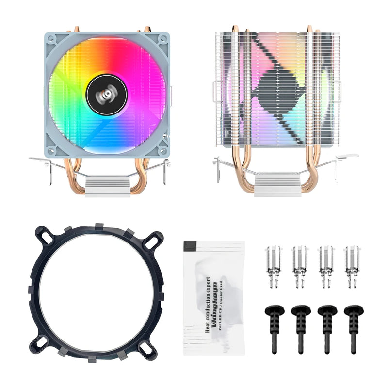 Aigo CPU Cooler 2 ou 4 tubos de Resfriamento, Ventilador RGB silencioso para Intel 1700 1150 1155 1155 1156 1366 AM2/AM3/AM4