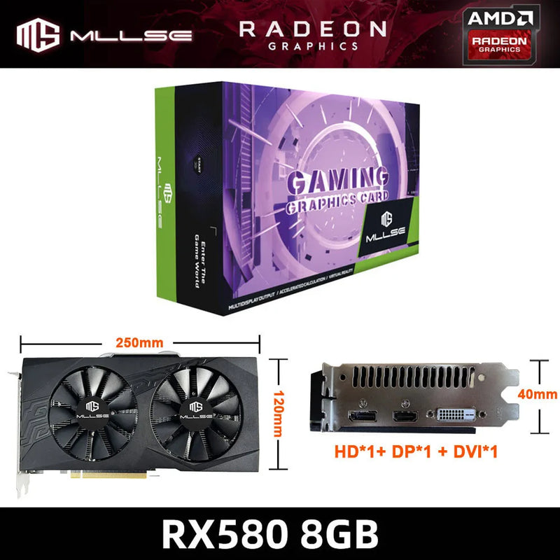 Placa De Video MLLSE AMD Radeon RX 580 8GB 2048SP , GDDR5 256-bit PCI Express 3.0 ×16 Gaming